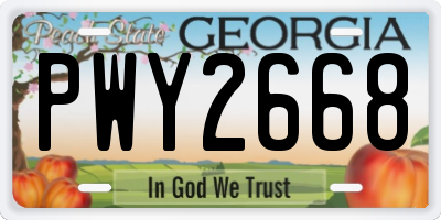 GA license plate PWY2668