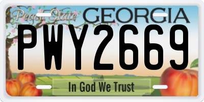 GA license plate PWY2669
