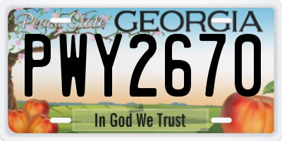 GA license plate PWY2670