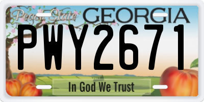 GA license plate PWY2671