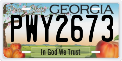 GA license plate PWY2673