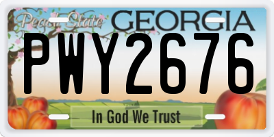 GA license plate PWY2676