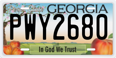 GA license plate PWY2680