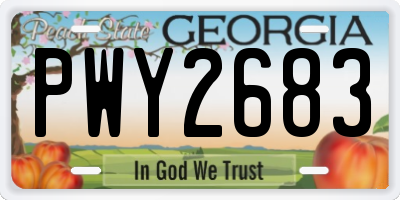 GA license plate PWY2683