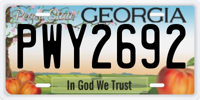 GA license plate PWY2692