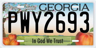GA license plate PWY2693