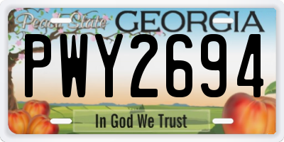 GA license plate PWY2694