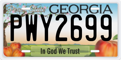 GA license plate PWY2699