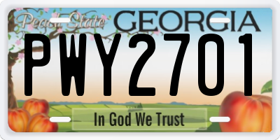 GA license plate PWY2701