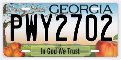 GA license plate PWY2702