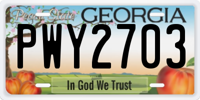 GA license plate PWY2703
