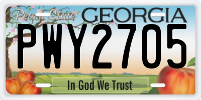 GA license plate PWY2705