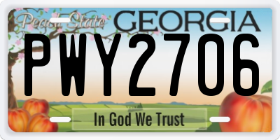GA license plate PWY2706
