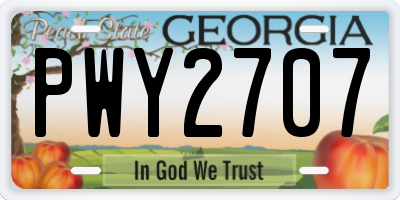 GA license plate PWY2707