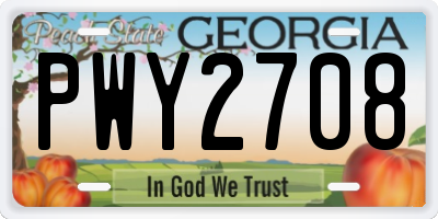 GA license plate PWY2708