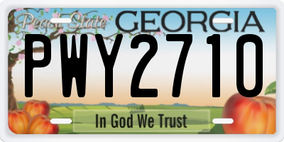 GA license plate PWY2710