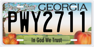 GA license plate PWY2711