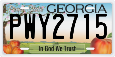 GA license plate PWY2715