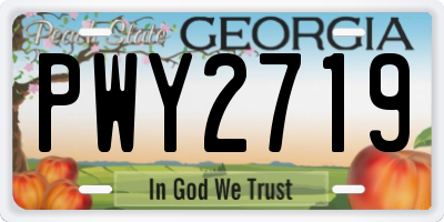 GA license plate PWY2719