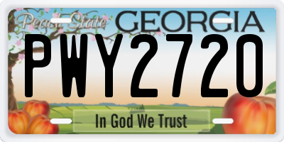 GA license plate PWY2720