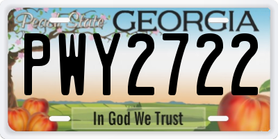 GA license plate PWY2722
