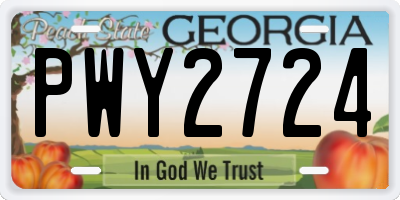 GA license plate PWY2724