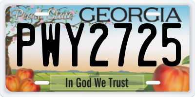 GA license plate PWY2725