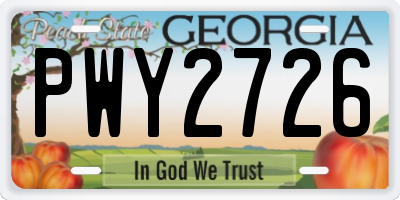 GA license plate PWY2726