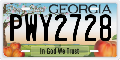 GA license plate PWY2728