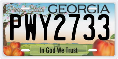 GA license plate PWY2733