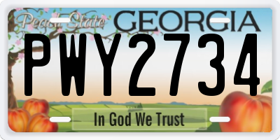 GA license plate PWY2734