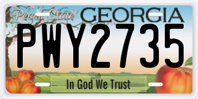 GA license plate PWY2735