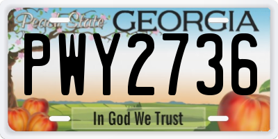 GA license plate PWY2736