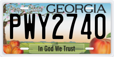 GA license plate PWY2740