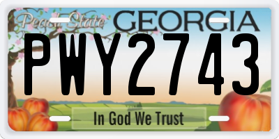 GA license plate PWY2743