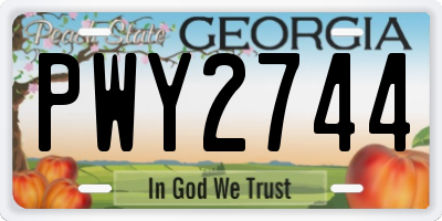 GA license plate PWY2744