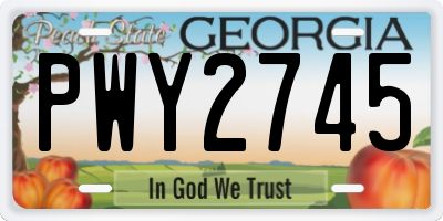 GA license plate PWY2745
