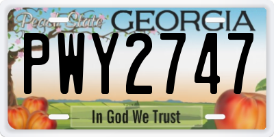 GA license plate PWY2747