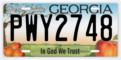 GA license plate PWY2748