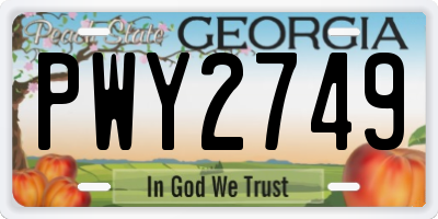 GA license plate PWY2749