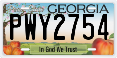 GA license plate PWY2754