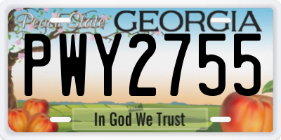 GA license plate PWY2755