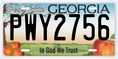 GA license plate PWY2756