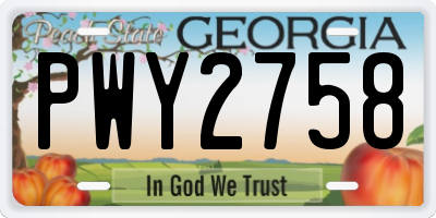 GA license plate PWY2758