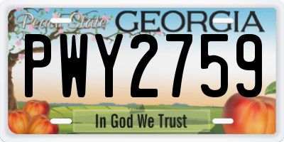 GA license plate PWY2759