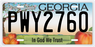 GA license plate PWY2760