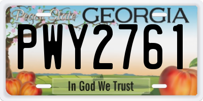 GA license plate PWY2761