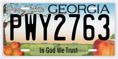 GA license plate PWY2763
