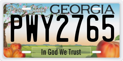 GA license plate PWY2765