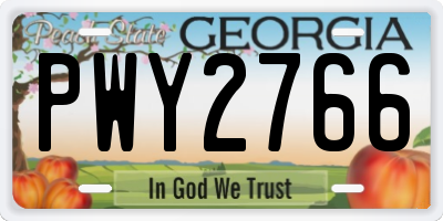 GA license plate PWY2766